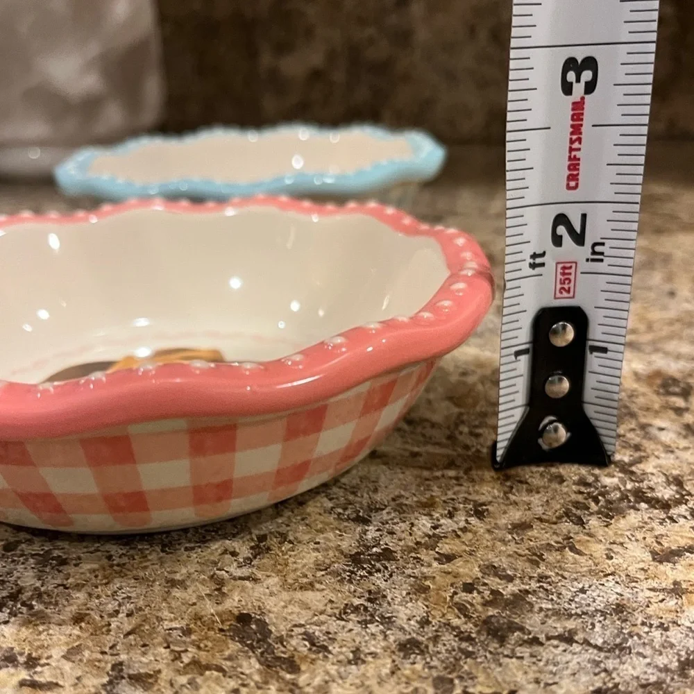 Pioneer Woman Country Cow and Cow Girl Hat 5.5” Bowls Pink and Blue Set of Two